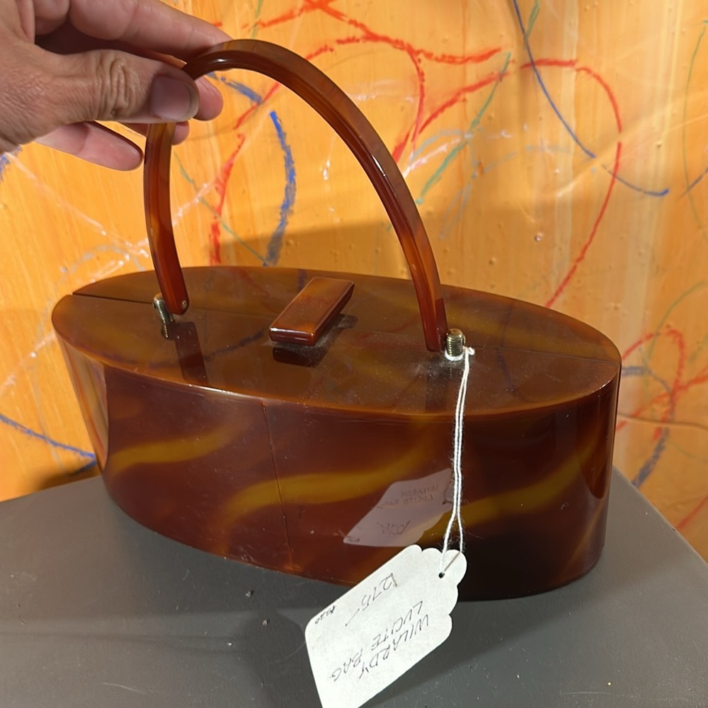 1950S DOVER AMBER TORTOISESHELL LUCITE PURSE - Picture 3 of 4